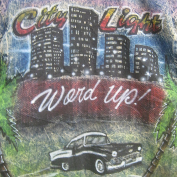 Vintage 80s AIRBRUSH Acid Wash Denim Jean Jacket - Picture 3 of 7